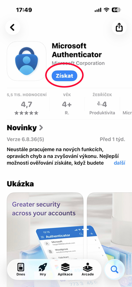 1. Na mobilním zařízení si nainstalujte Microsoft Authenticator aplikaci..png