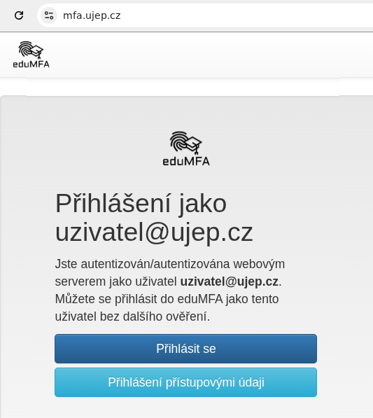 Přihlášení k mfa.ujep.cz