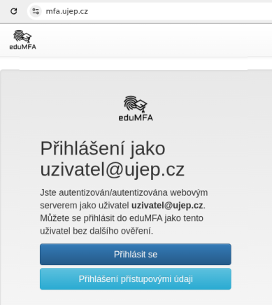 Přihlášení k mfa.ujep.cz